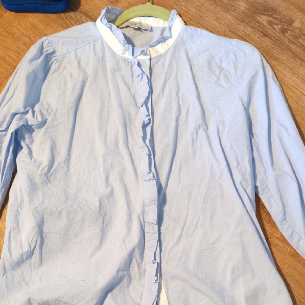 LOFT Blue and White Blouse